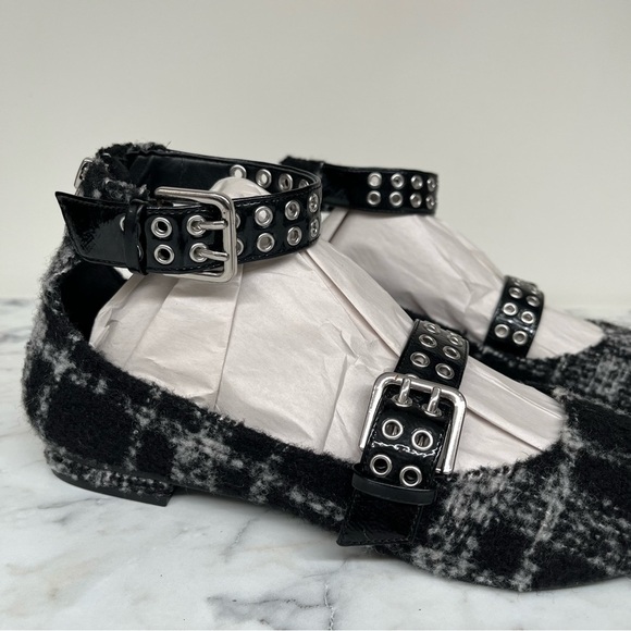 Marc Fisher Alen Flats Pointed Toe Black Gray Tweed - Picture 7 of 10